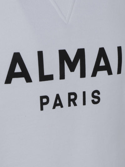 Balmain Paris Logo Printed Sweatshirt in White