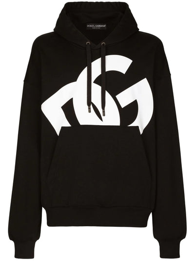 Dolce & Gabbana Jersey Hoodie with DG Print Black