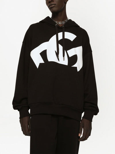 Dolce & Gabbana Jersey DG Printed Hoodie in Black