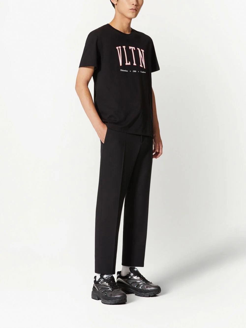 Valentino VLTN Print College Logo T-Shirt in Black – TheDesignerBox