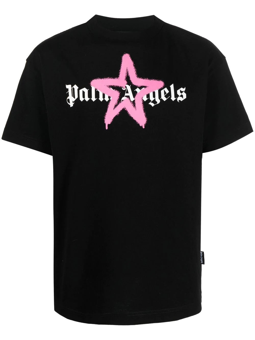 Palm Angels Pink Star Sprayed Logo-print T-shirt Black