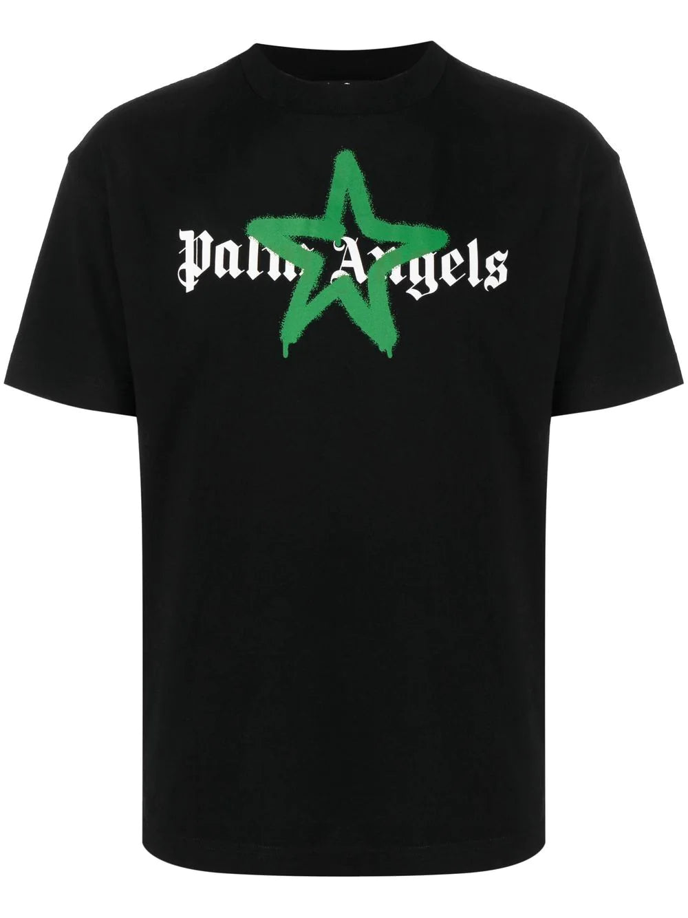 Palm Angels Green Star Sprayed Logo-print T-shirt Black – TheDesignerBox