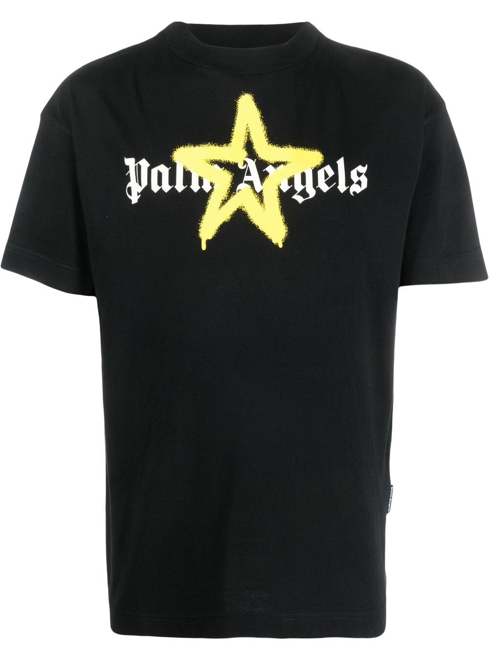Palm Angels Yellow Star Sprayed logo-print T-shirt in Black ...