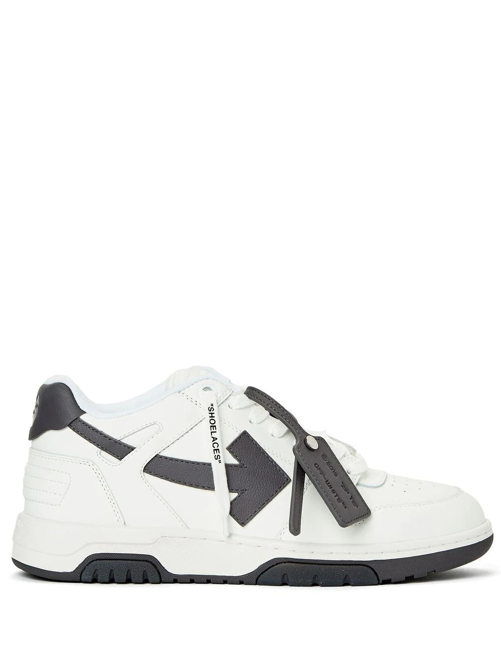 Off-White Out of Office Leather Low Top Trainers in White & Grey