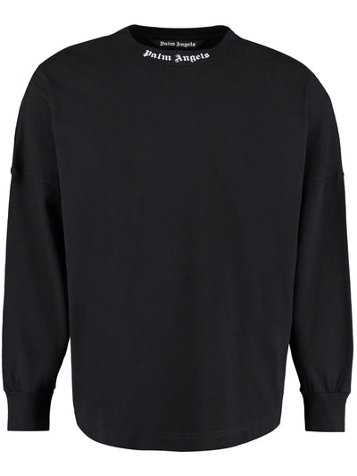 Palm Angels Classic Logo Print Long Sleeved T-Shirt in Black