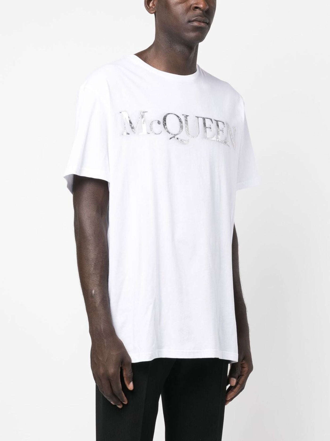 Alexander McQueen – Weißes T-Shirt mit Spray Crush-Logo-Print