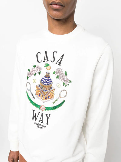 Casablanca Casa Way Embroidered Sweatshirt in White