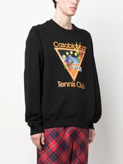 Casablanca Tennis Club Icon Printed Sweatshirt in Black