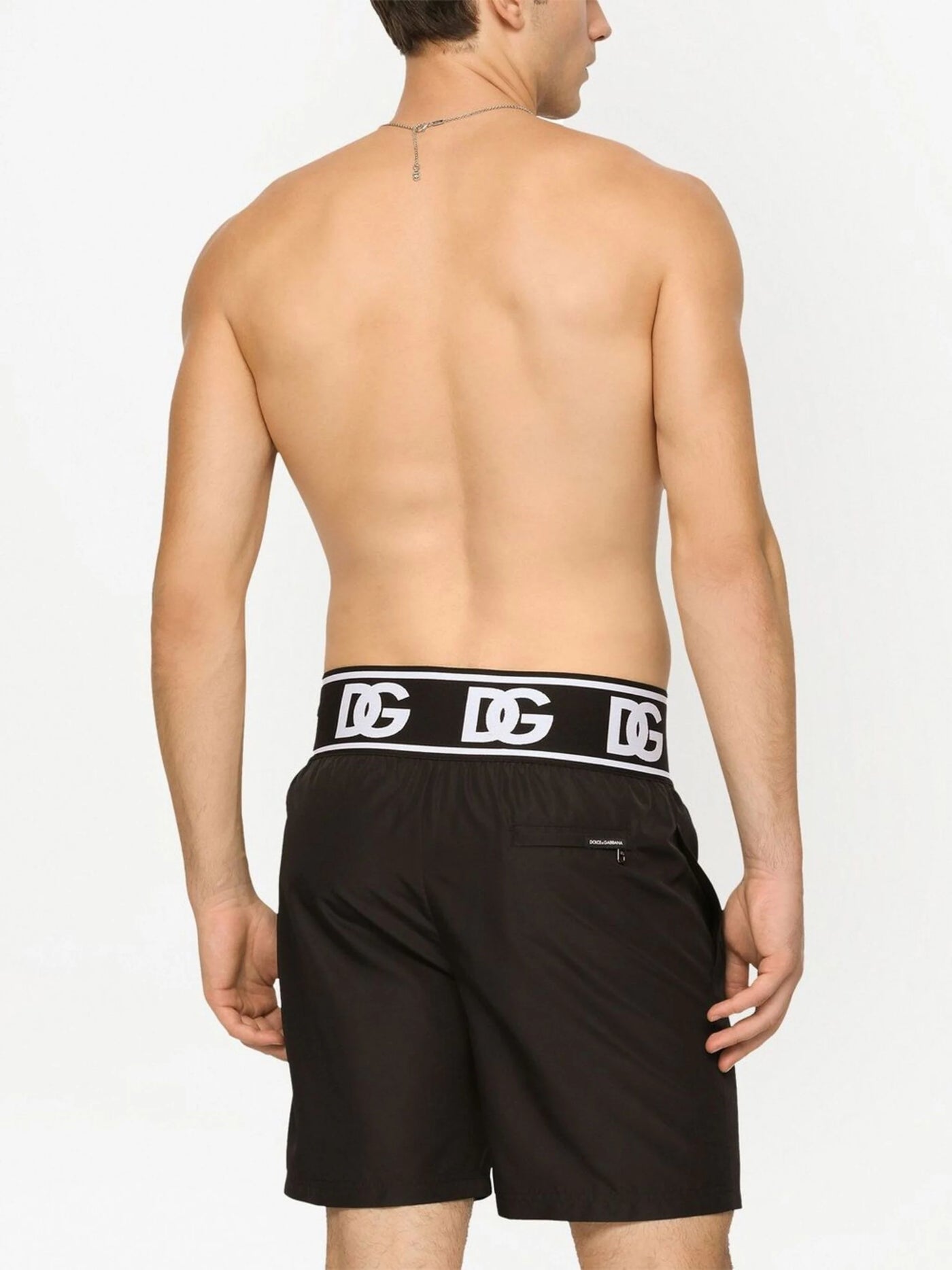 Dolce & Gabbana DG Logo Waistband Swimshorts in Black