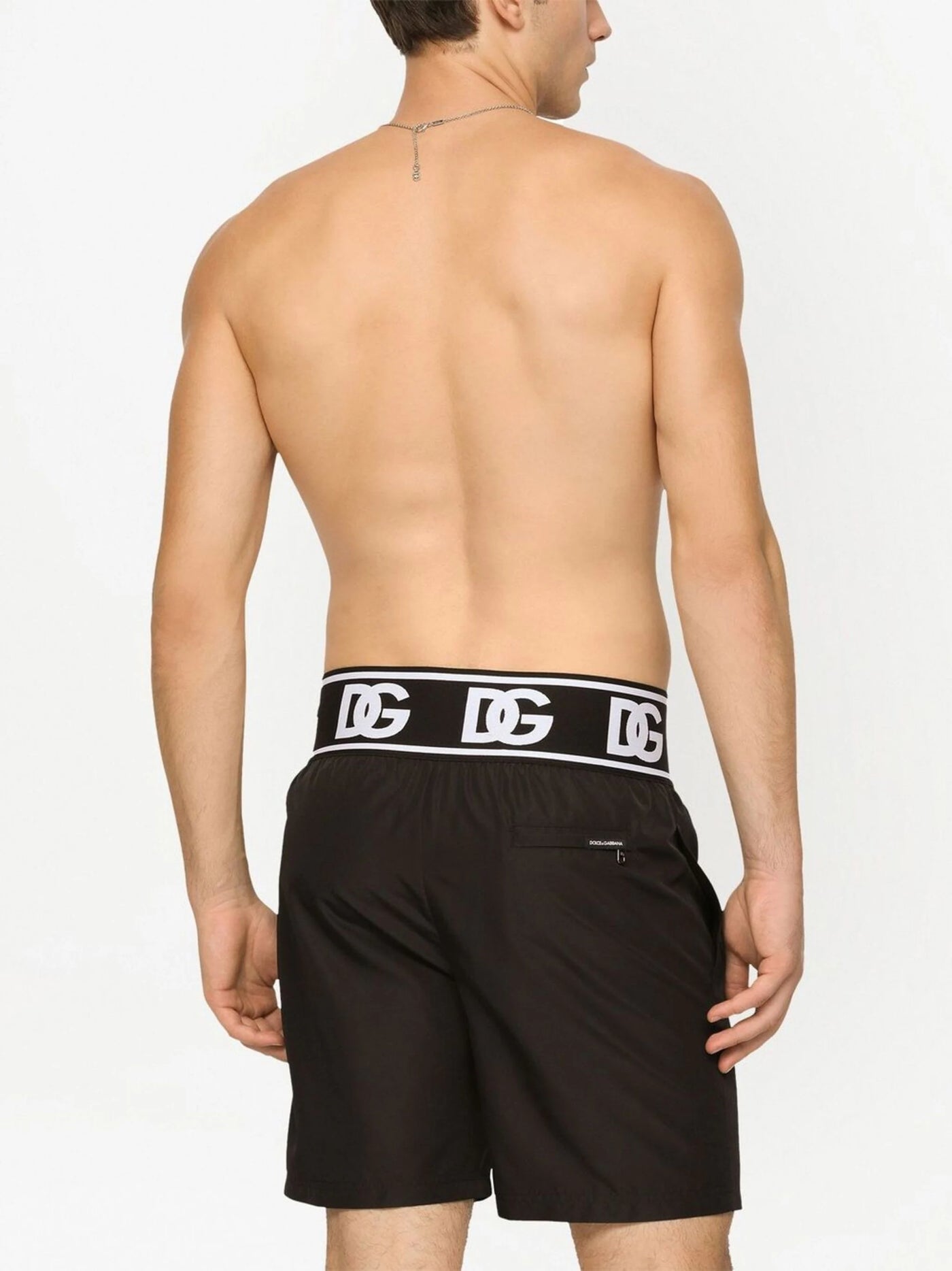 Dolce &amp; Gabbana – Schwarze Badeshorts mit DG-Logobund