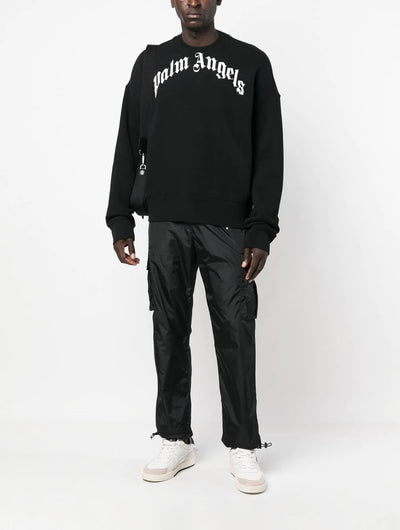 Palm Angels Curved GD curved Logo print Sweatshirt in Black