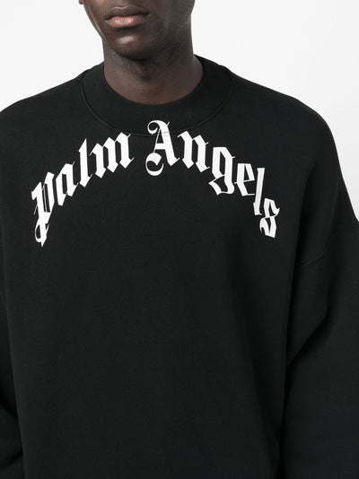 Palm Angels Curved GD curved Logo print Sweatshirt in Black