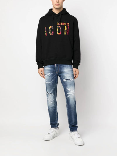 Dsquared2 Icon Tropical logo printed Hoodie in Black