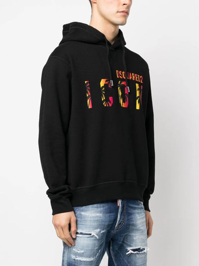 Dsquared2 Icon Tropical logo printed Hoodie in Black