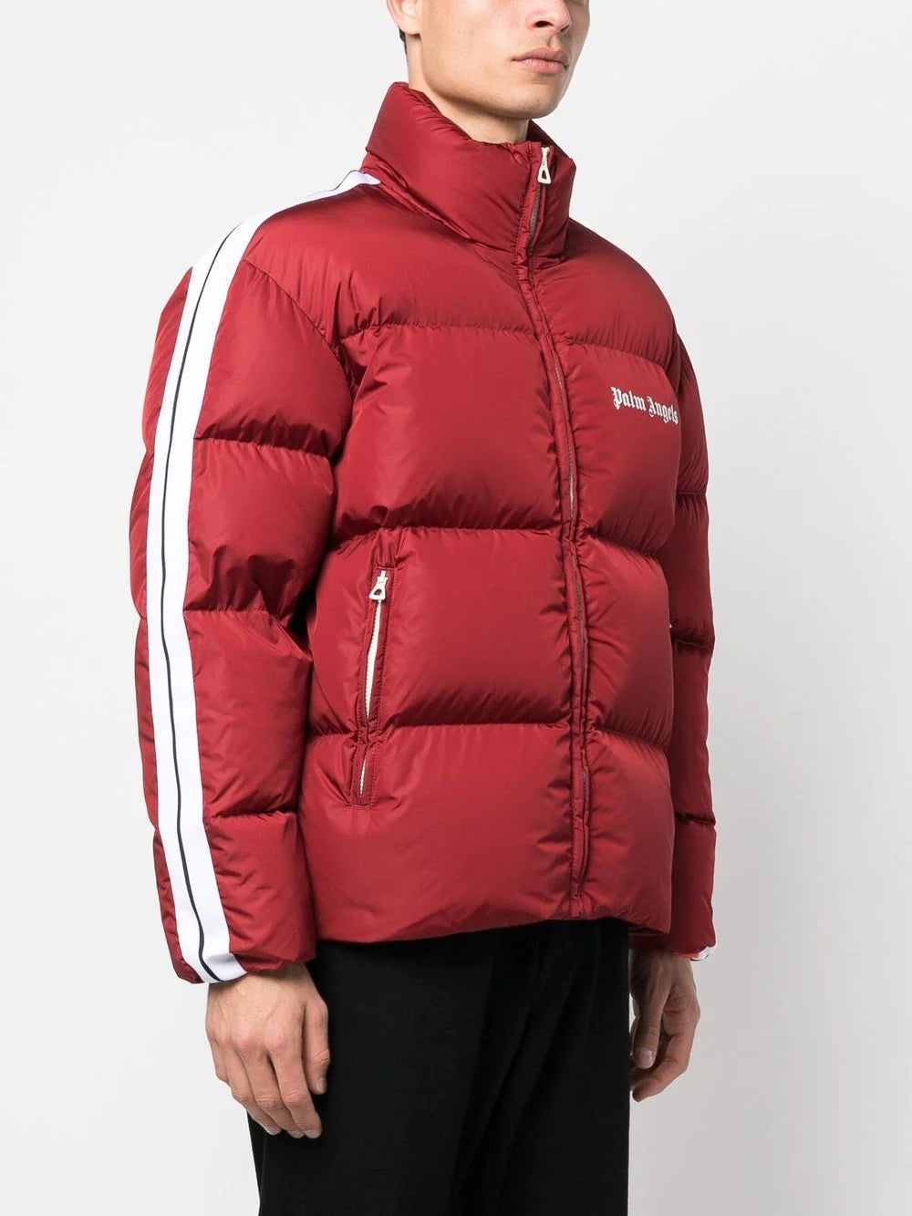 Palm Angels Classic Logo-print Padded Down Coat in Red