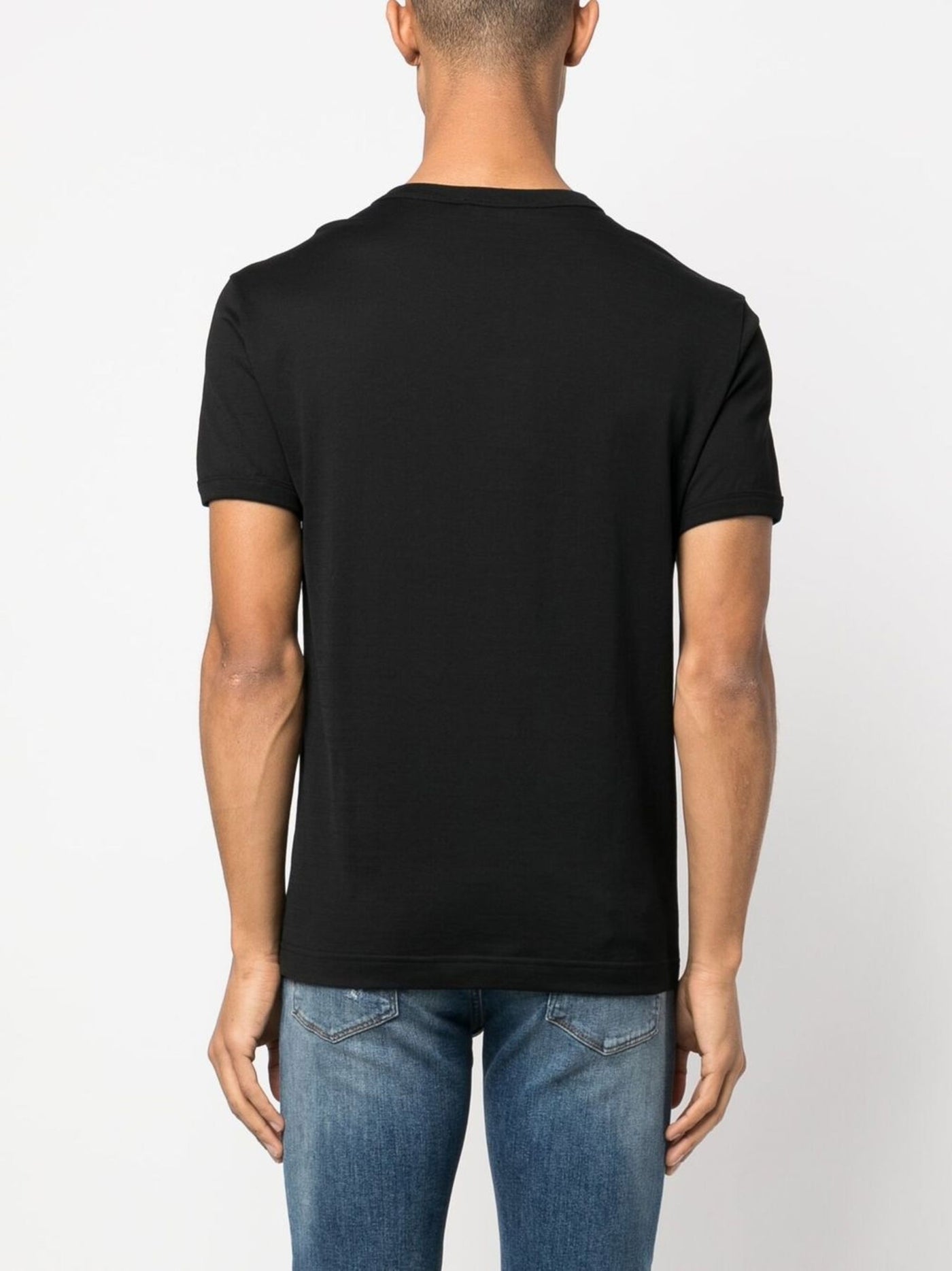 Dolce &amp; Gabbana – Besticktes Piqué-T-Shirt in Schwarz