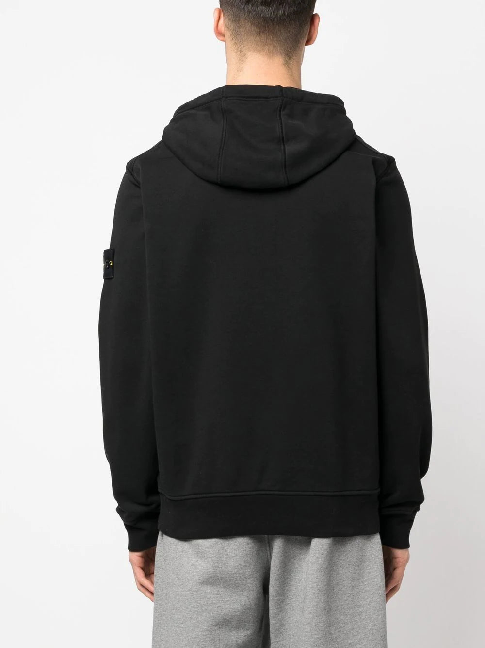 Stone Island Compass Patch Drawstring Hoodie in Black
