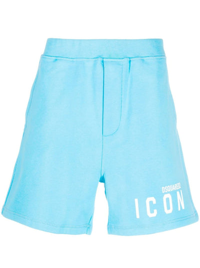 Dsquared2 Icon Logo Printed Cotton Shorts in Blue