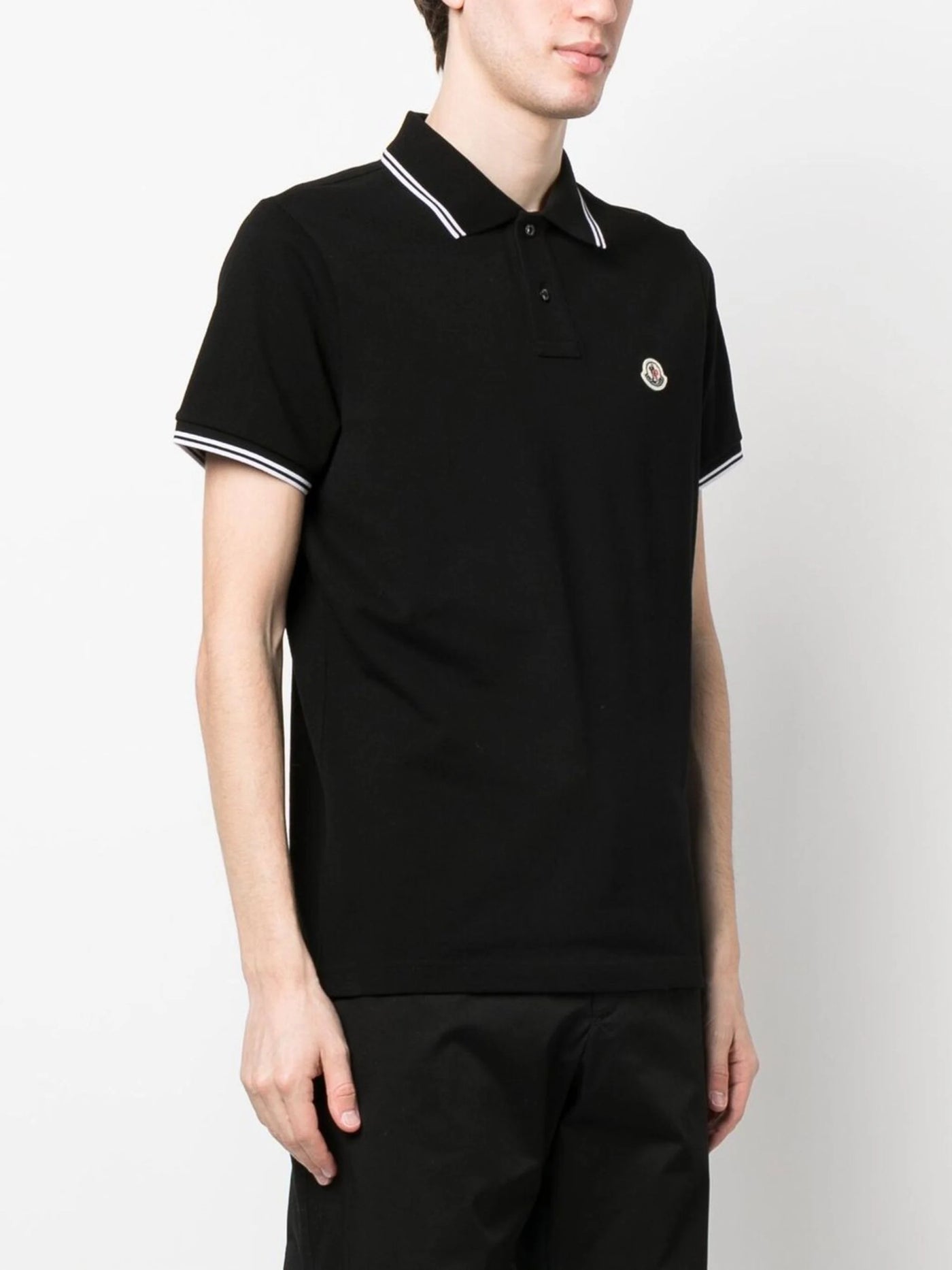Moncler Maglia Logo Patch Polo Shirt in Black
