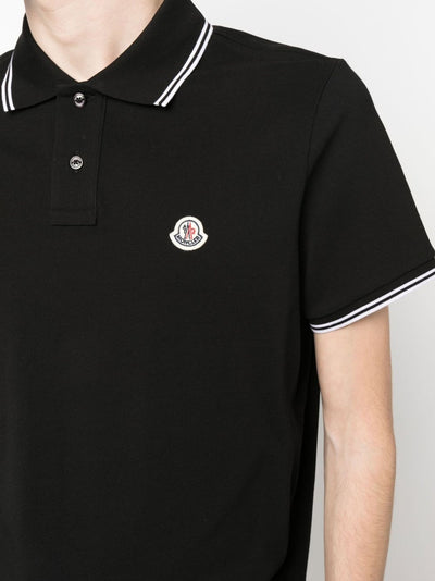 Moncler Maglia Logo Patch Polo Shirt in Black