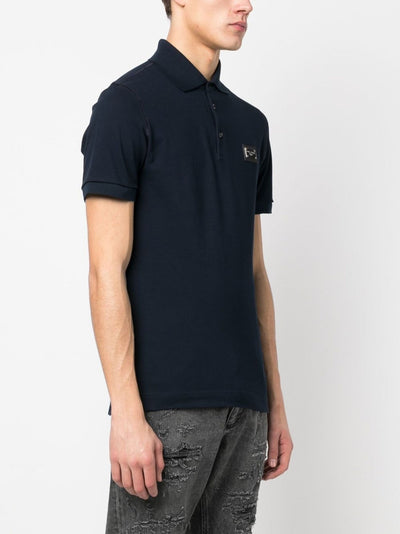 Dolce & Gabbana Silver Plaque Polo in Navy