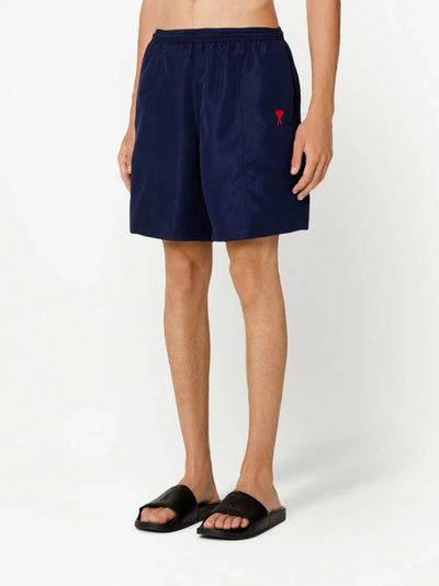 AMI Paris Embroidered logo Swim Shorts in Navy