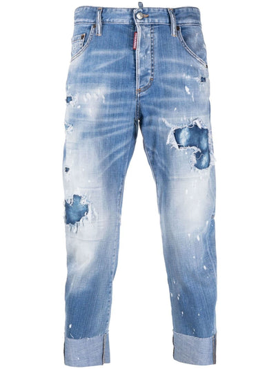 Dsquared2 – Zerrissene Jeans im Used-Look in Hellblau 