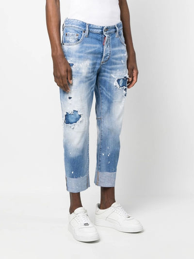 Dsquared2 – Zerrissene Jeans im Used-Look in Hellblau 