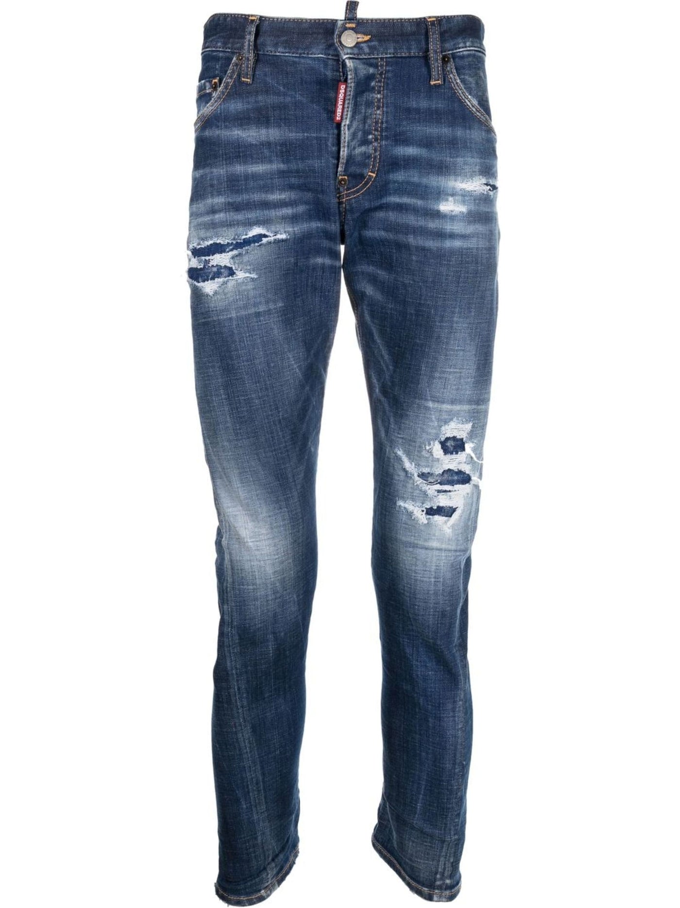 Dsquared2 1964 Patch Distressed Slim Jeans Blue