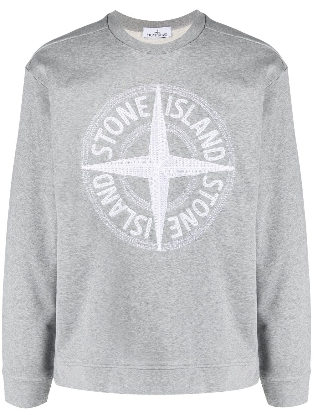 Stone Island Stitches Four Embroidered Logo Sweatshirt in Grey