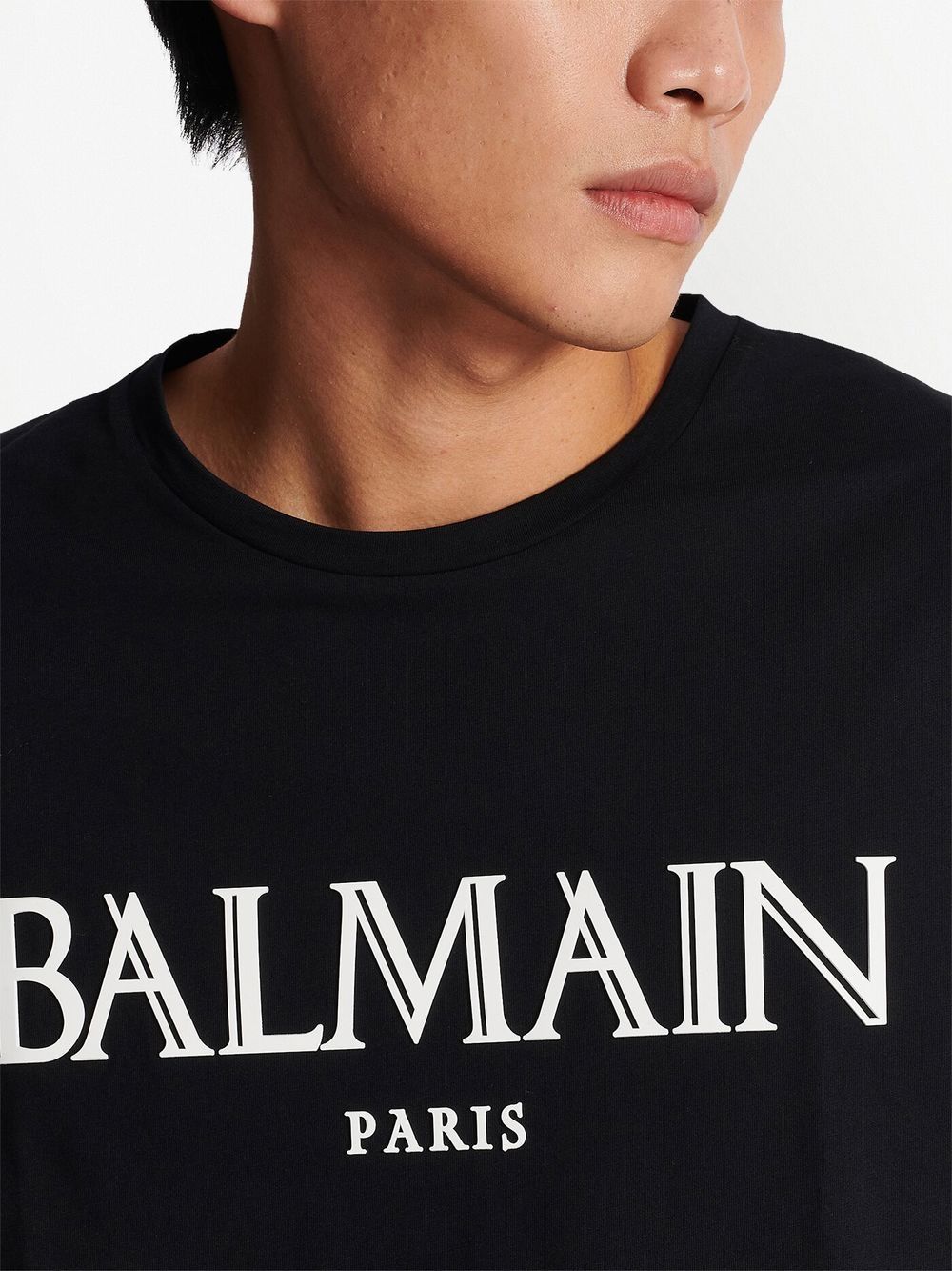 Balmain Oversized T-shirt with Rubber Roman Logo Black