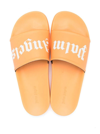 Palm Angels Logo Embossed Sliders in Orange