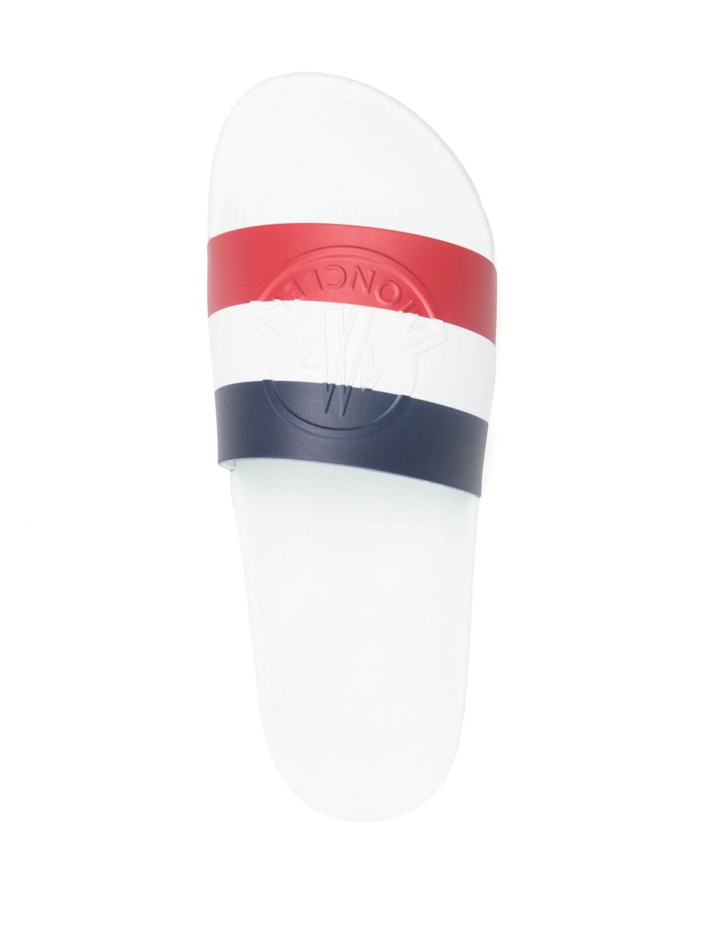 Moncler Basille Embossed Logo Stripe Sliders in White