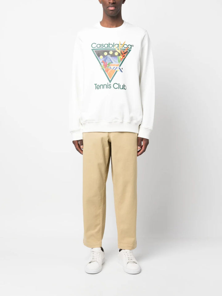 Casablanca Tennis Club Icon Graphic-print Sweatshirt White Casablanca Tennis Club Icon Graphic-print Sweatshirt White