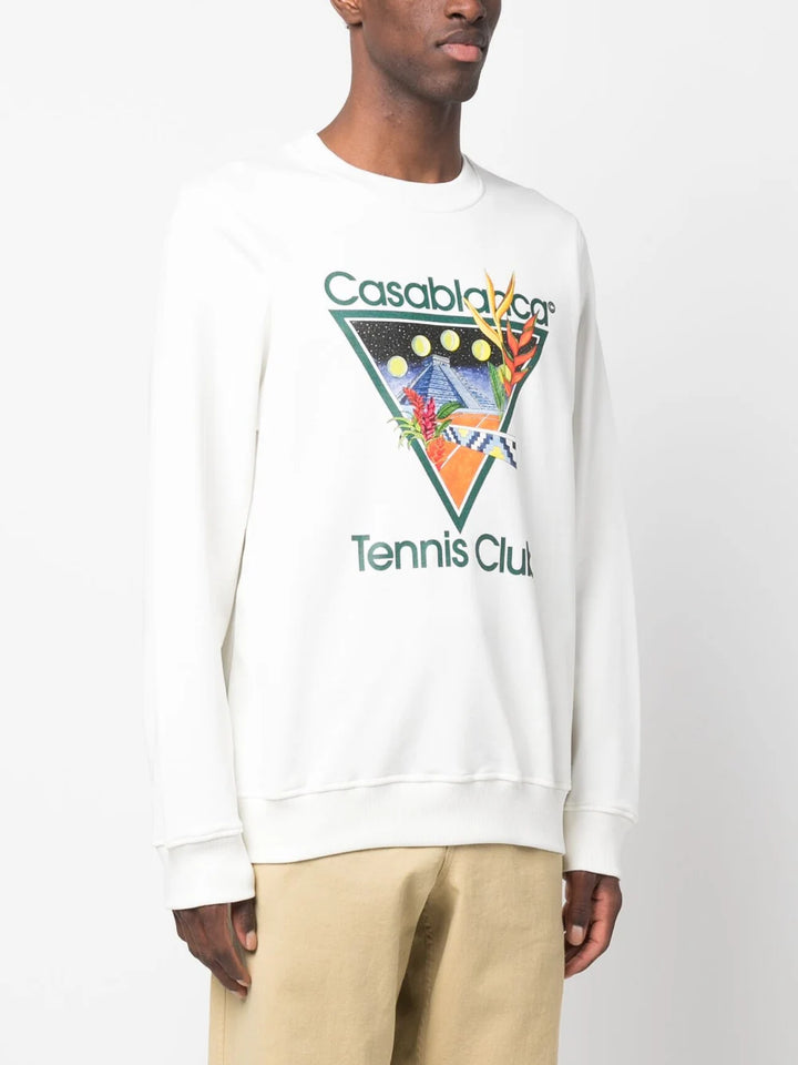 Casablanca Tennis Club Icon Graphic-print Sweatshirt White Casablanca Tennis Club Icon Graphic-print Sweatshirt White