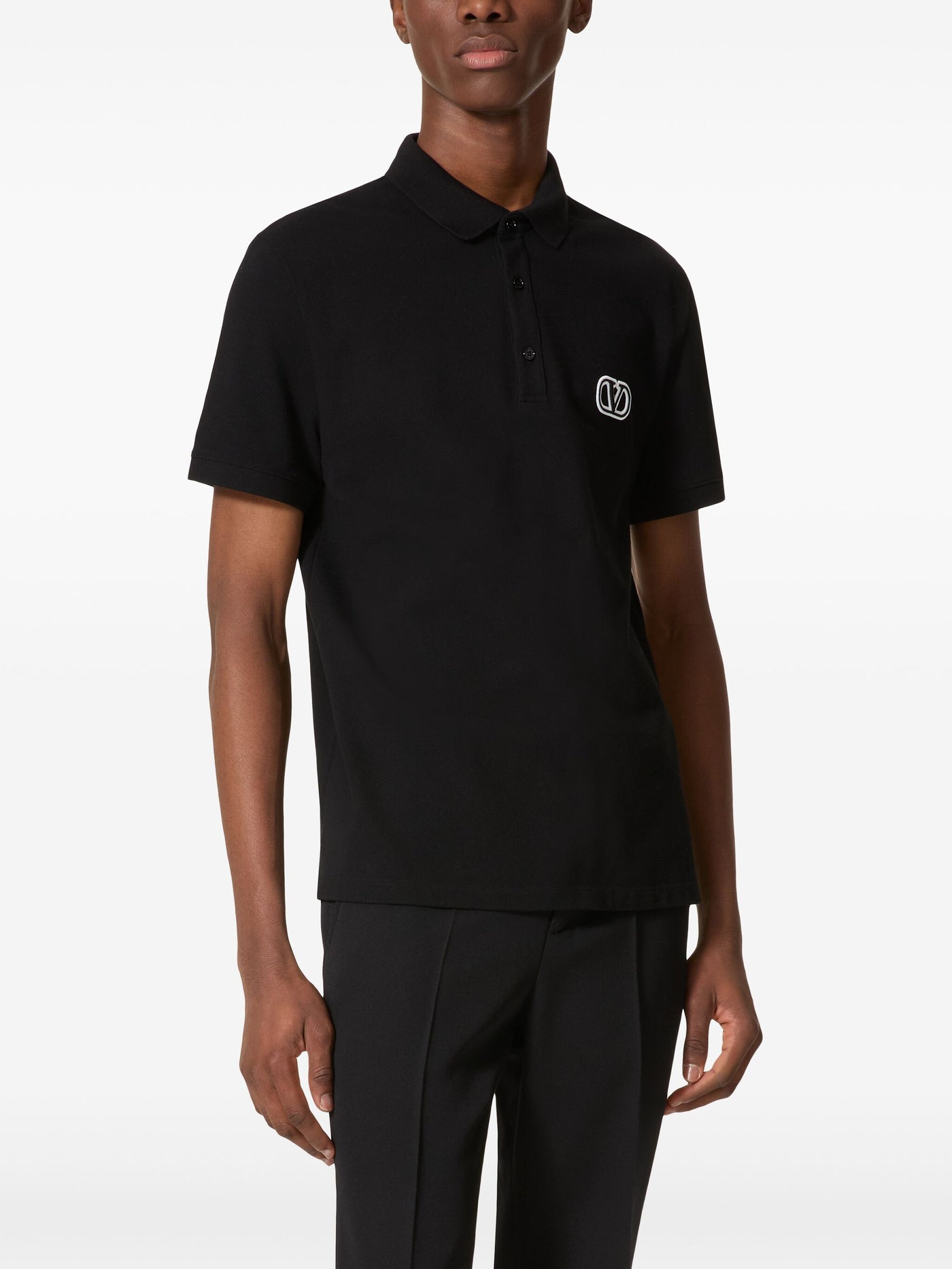 Valentino VLOGO Signature Patch Polo in Black