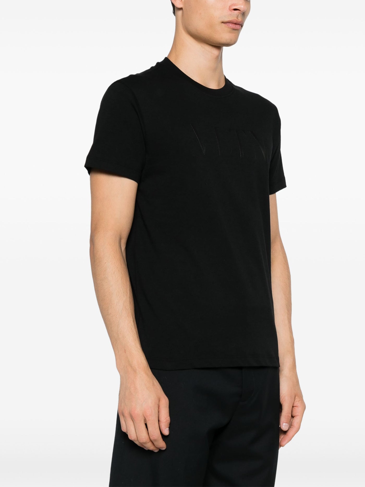 Valentino Black – T-Shirt mit VLTN-Print in Schwarz