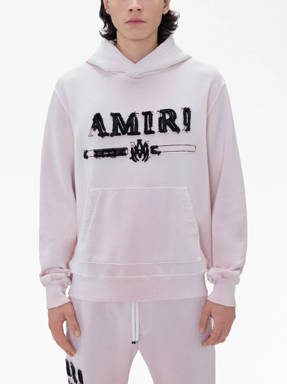 Amiri Logo Patch Cotton Hoodie in Pink