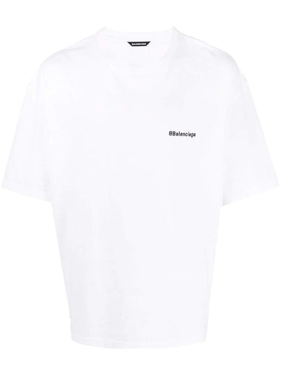 Balenciaga – Übergroßes T-Shirt mit BB-Logostickerei in Weiß