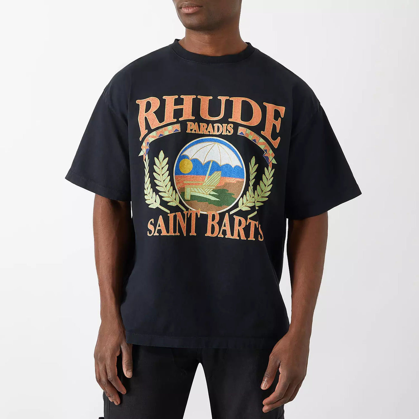 Rhude Saint Barts Beach Chair Logo T-Shirt in Black