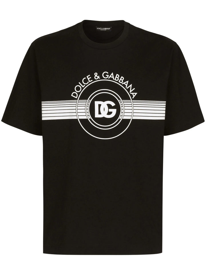 Dolce & Gabbana Interlock DG Logo Print Black T-Shirt – TheDesignerBox