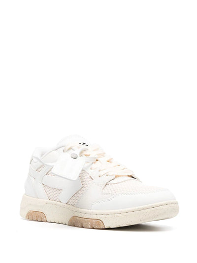 Off-White Out of Office Slim Leather Mesh Trainers in Cream White