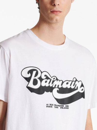 Balmain 70s Logo Print T-Shirt in White