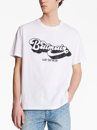 Balmain 70s Logo Print T-Shirt in White