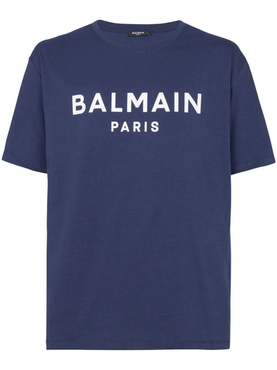 Balmain – T-Shirt mit Logo-Print in Marine