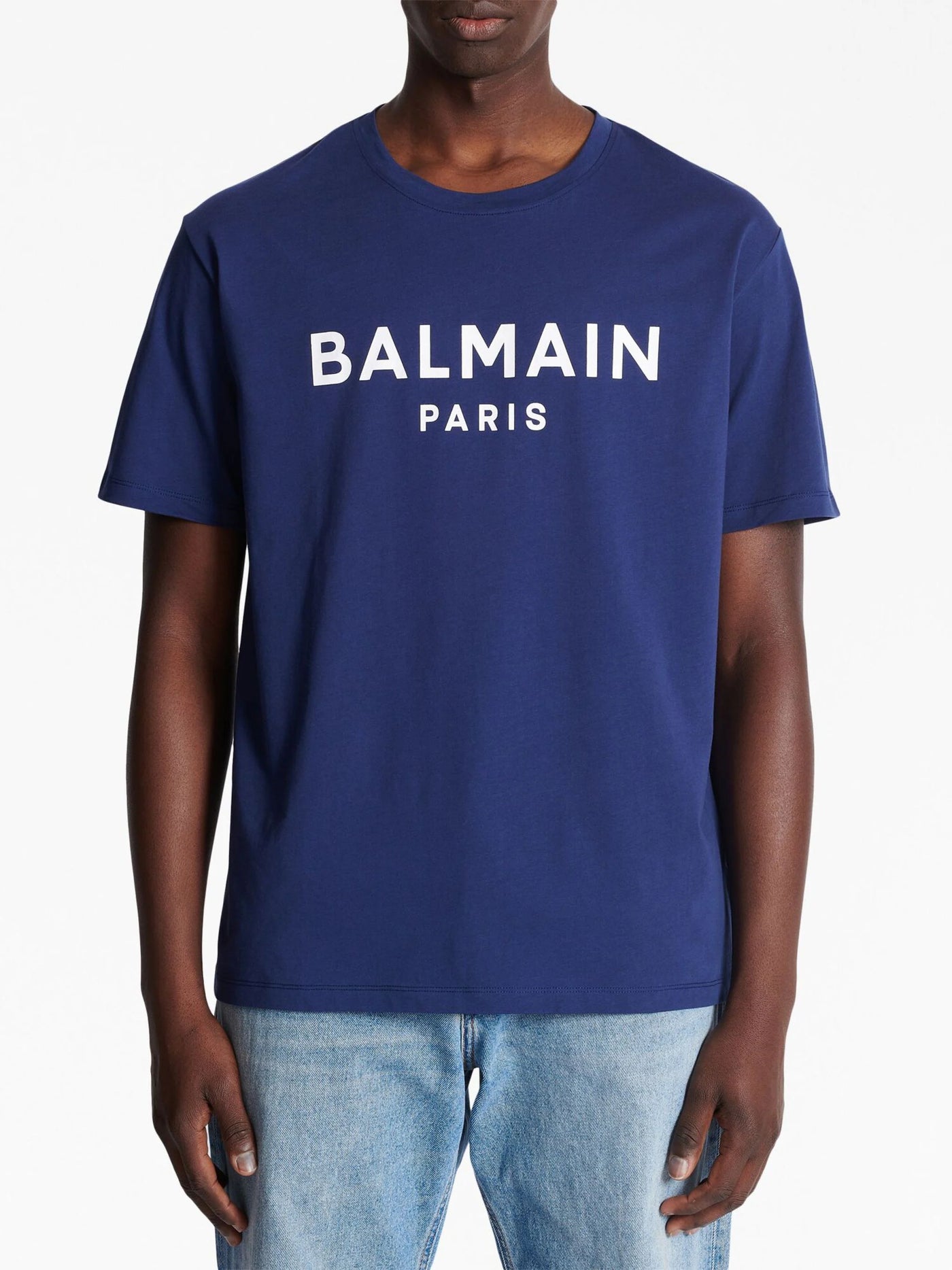 Balmain – T-Shirt mit Logo-Print in Marine