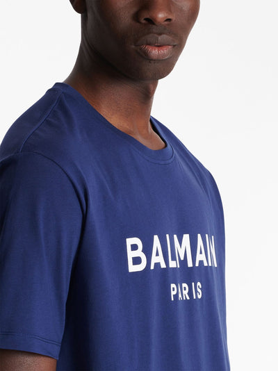 Balmain – T-Shirt mit Logo-Print in Marine