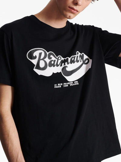 Balmain 70s Logo Print T-Shirt in Black