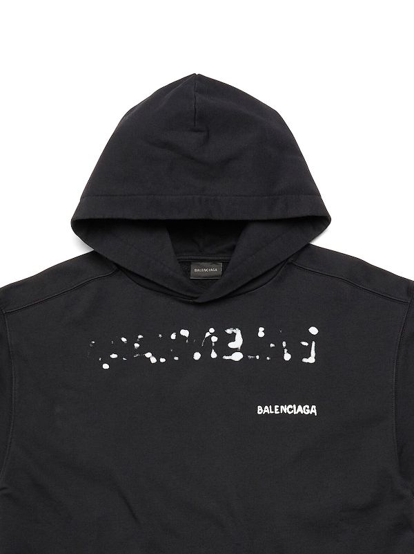 Balenciaga Hand Drawn-logo Cotton Hoodie Black – TheDesignerBox