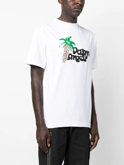 Palm Angels Sketchy Palm Tree Print Classic T-Shirt in White
